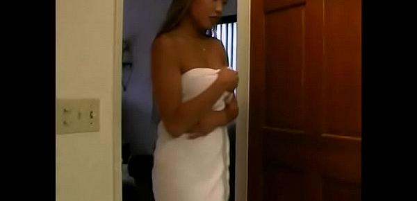  Beautiful young asian hottie Miko Lee was banged by horny white stud in the bathroom